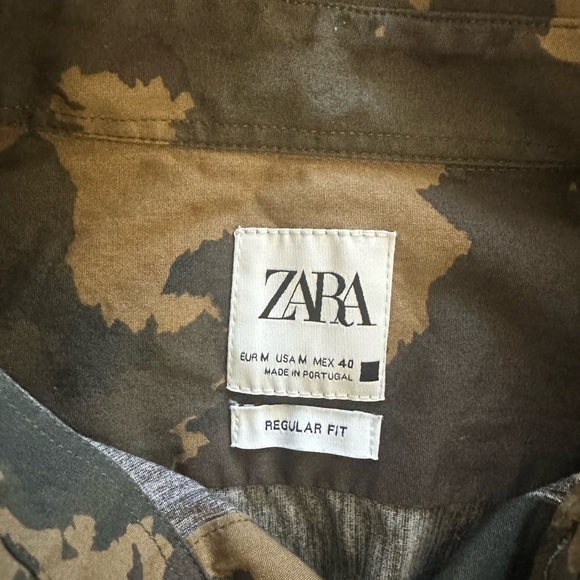 Zara Camo Pattern Long Sleeve Shirt Medium - Picture 7 of 8